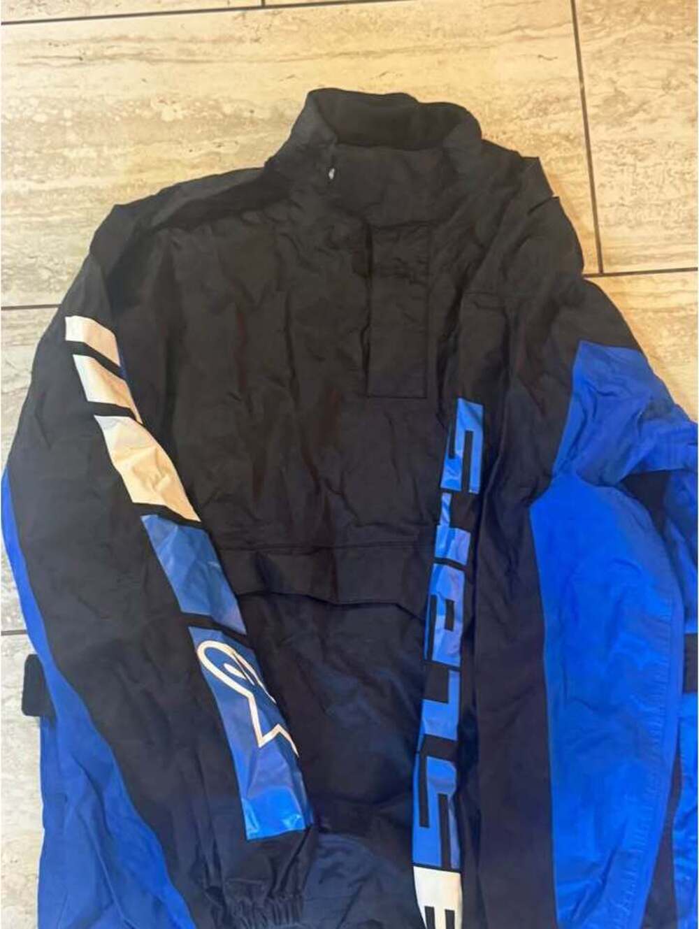 MENS ALPINESTARS MEDIUM RACING MOTORCYCLE JACKET BLACK BLUE WINDBREAKER